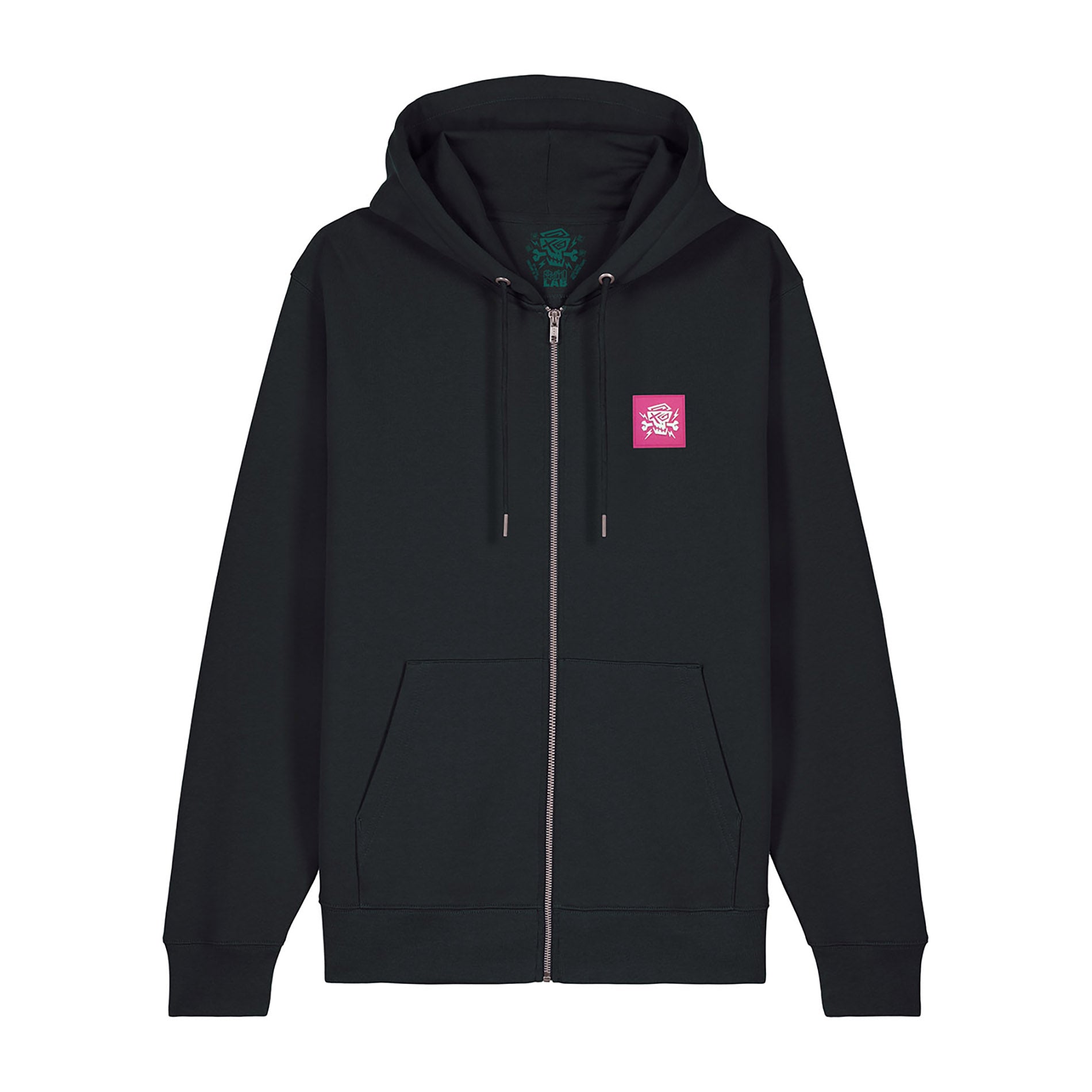 Vorderansicht des PsychoLab Zip Hoodie Dynamic mit iconic PsychoLab-Logo, ideal für den Alltag und stilvolle Outfits.