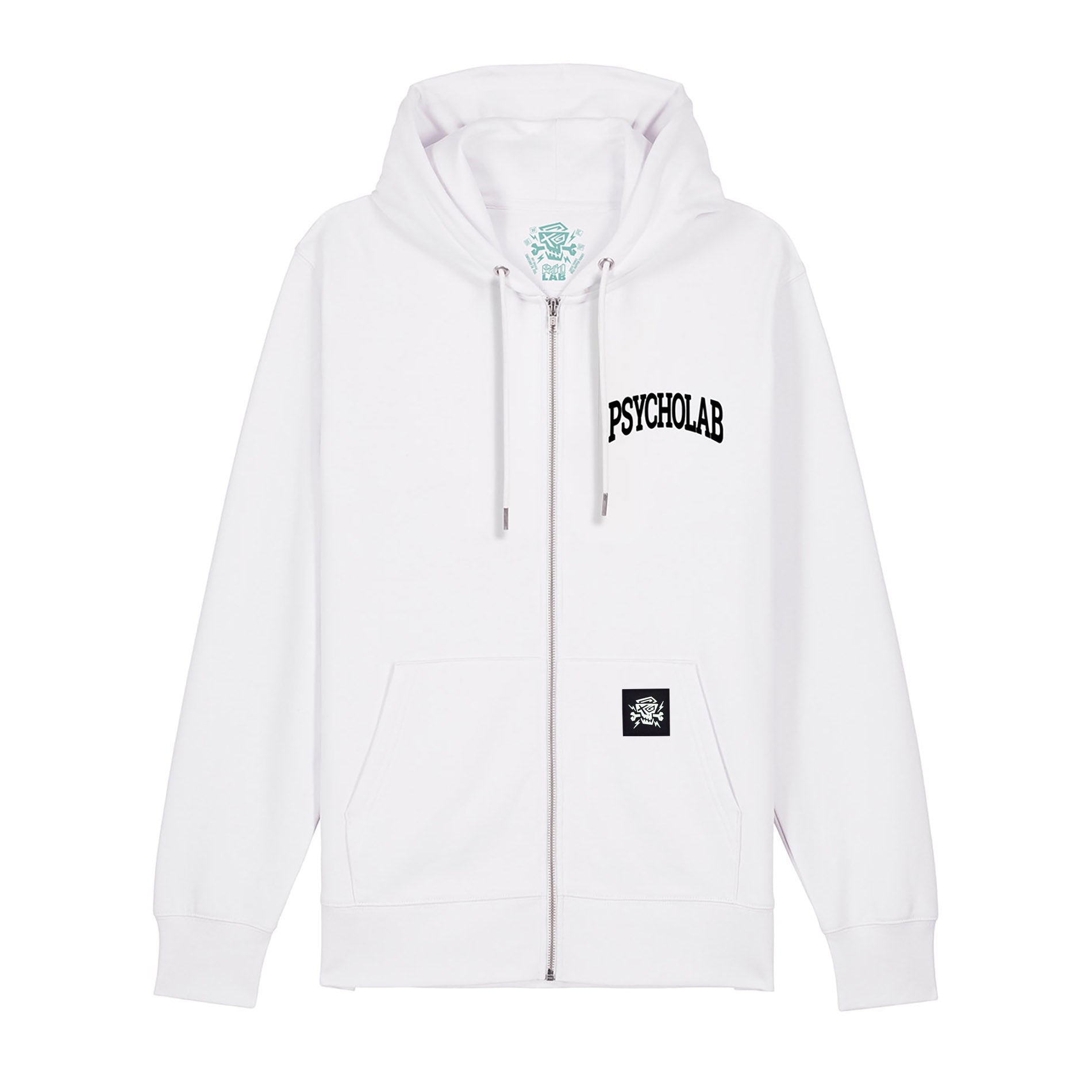 Der Zip Hoodie Academy White von PsychoLab ist ein stylischer, minimalistischer Hoodie mit Reißverschluss und Kapuze. Das markante PsychoLab-Logo auf der Brust und die Kängurutaschen machen diesen Hoodie perfekt für lässige Streetwear-Looks.