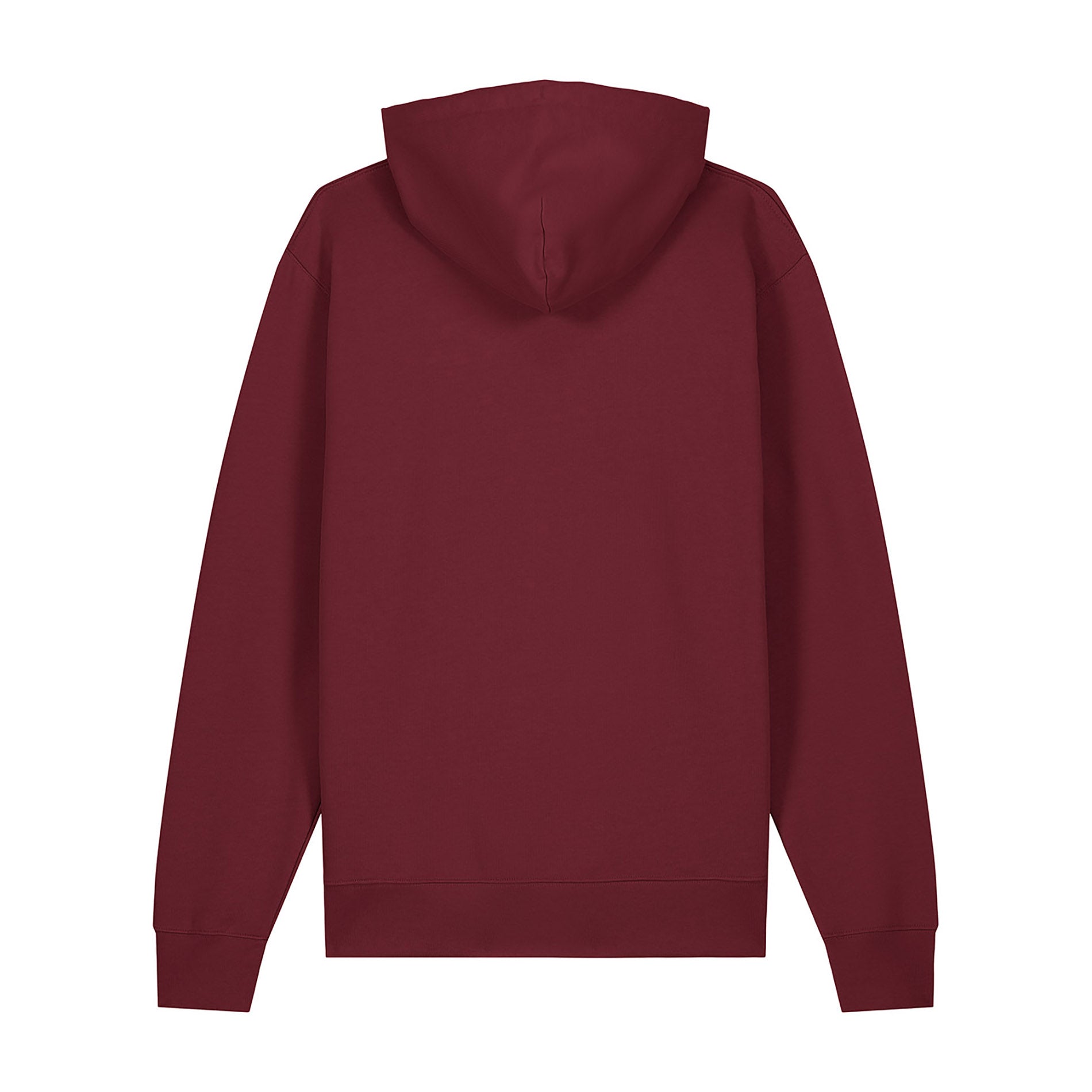 Rückansicht des Zip Hoodie Academy Burgundy von PsychoLab, schlicht und stilvoll, perfekt für jede Gelegenheit.