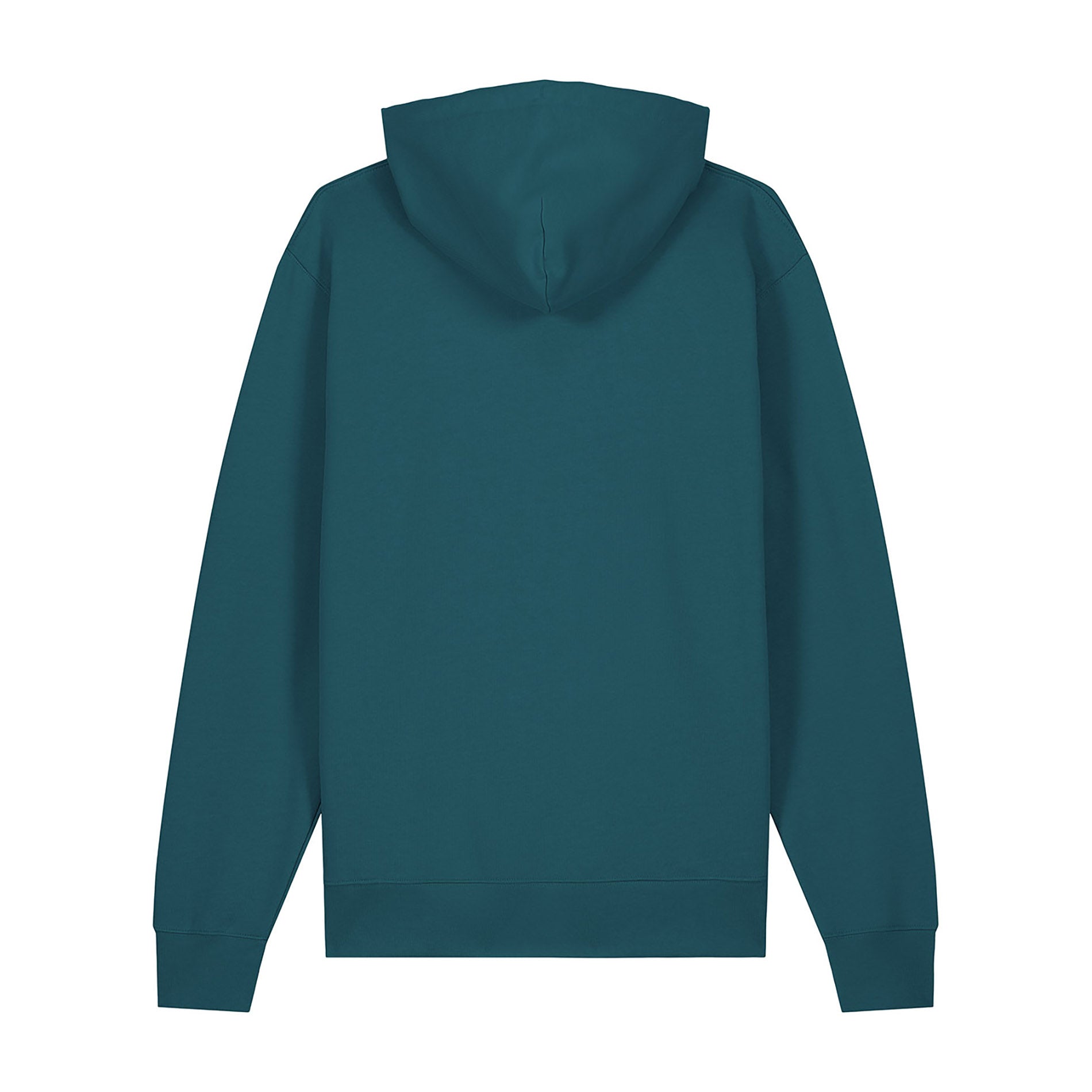 Rückansicht des Zip Hoodie Academy Green von PsychoLab, schlichtes Design aus nachhaltiger Baumwolle, ideal für den Alltag.