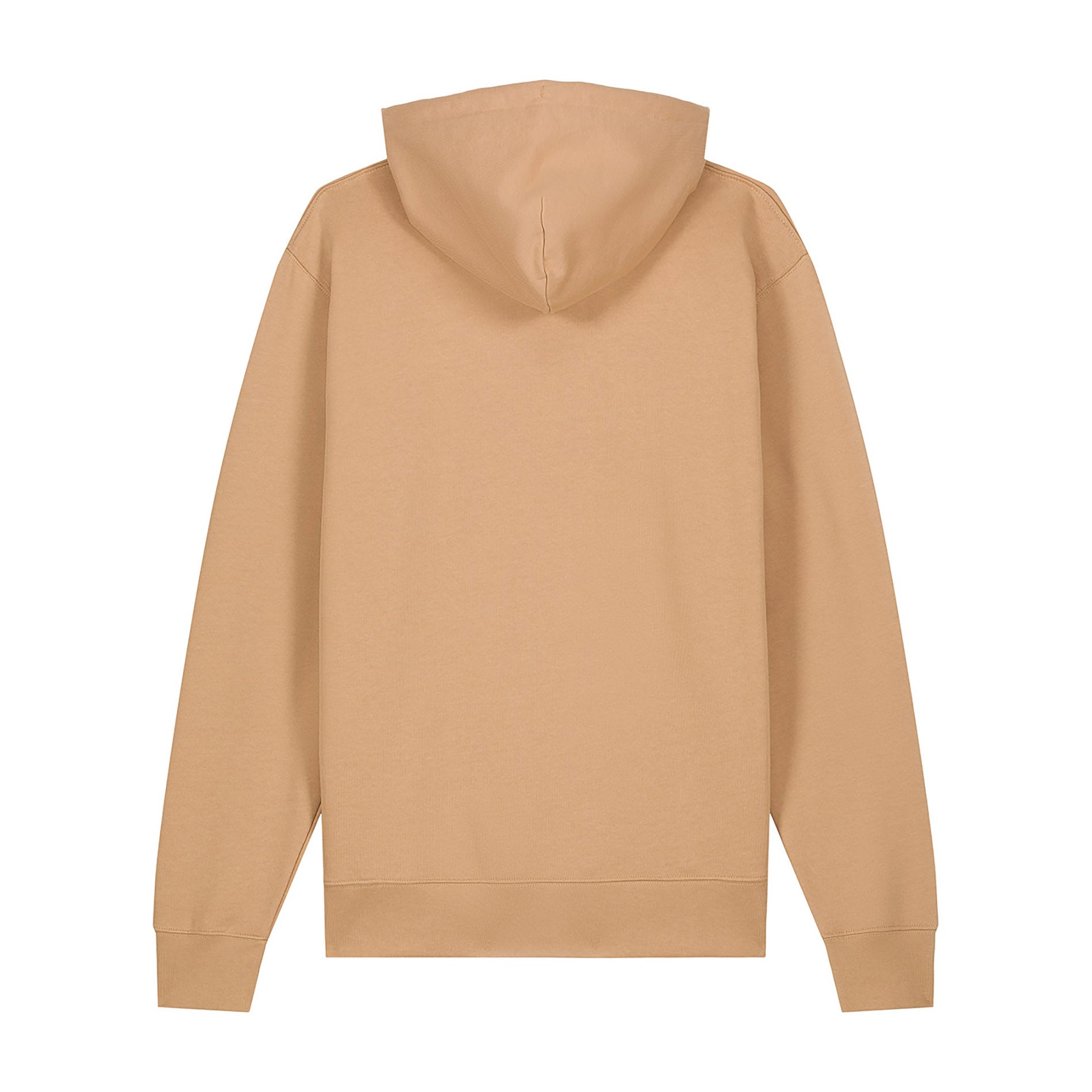 Rückansicht des Zip Hoodie Academy Latte von PsychoLab, zeigt die schlichte und stilvolle Kapuzenjacke in beige.