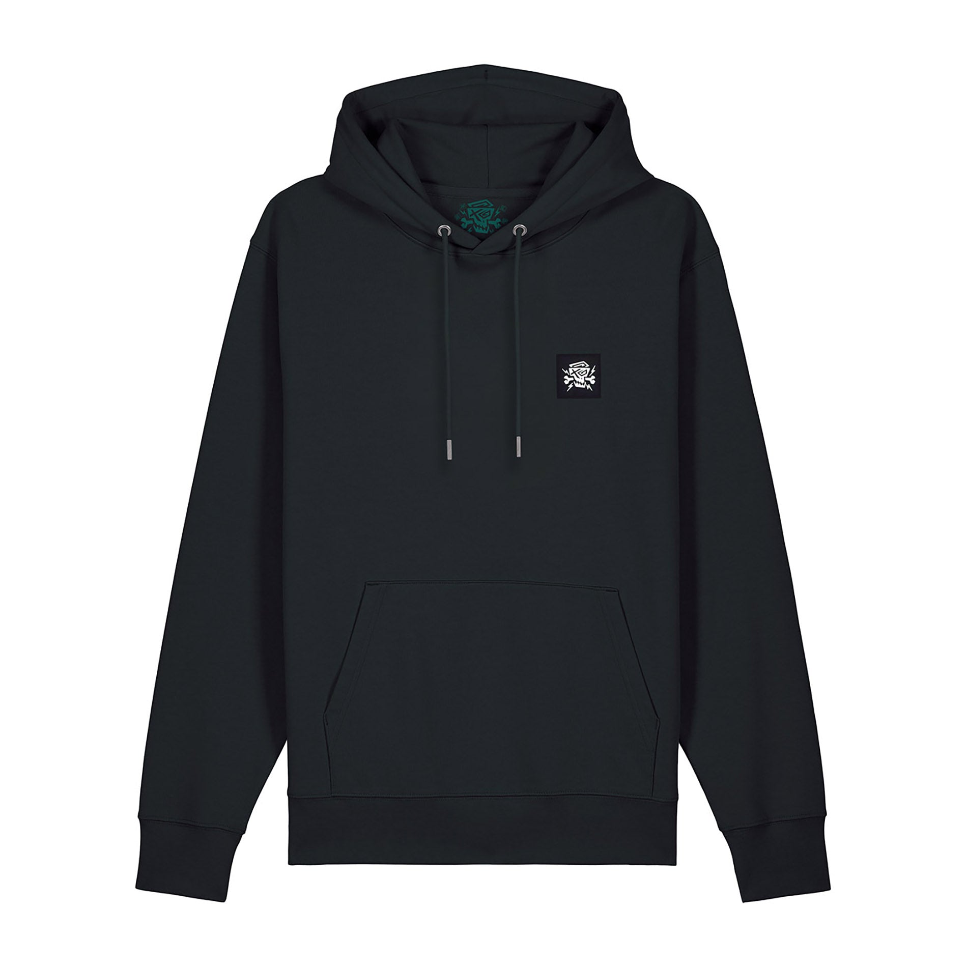 Vordere Ansicht des PsychoLab Hoodie Mindset, präsentiert das schicke Logo auf der Brust und statistische Merkmale, ideal für Freizeitlooks.