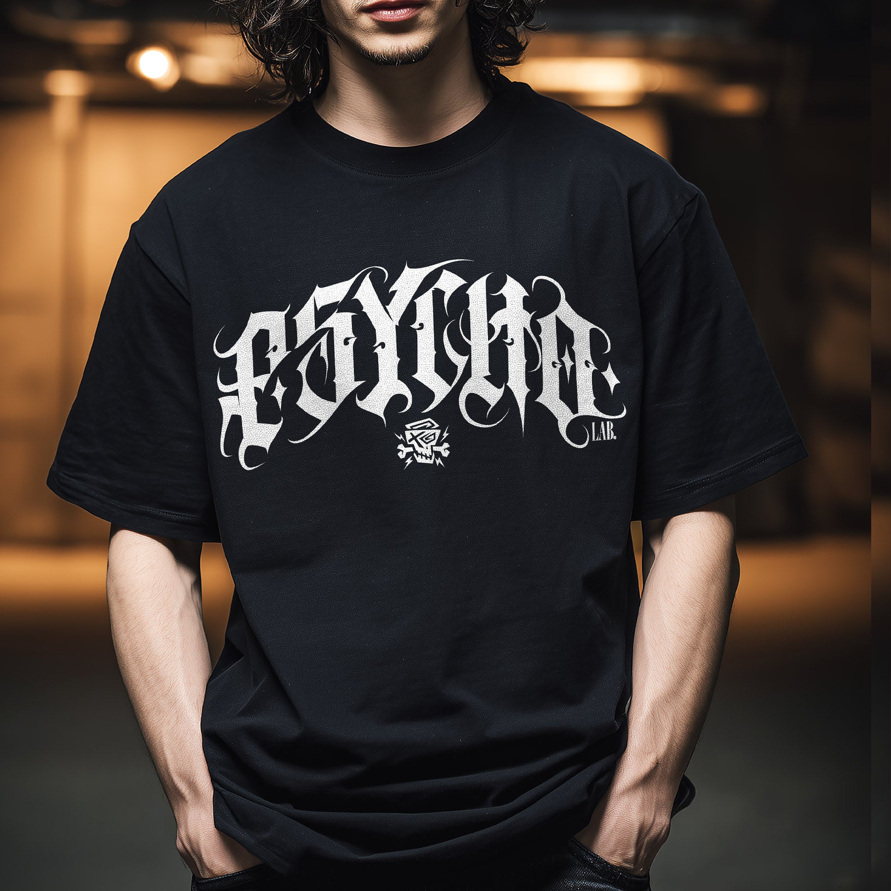 Calligraphy Black Streetwear T-Shirt – Urban Gothic Statement