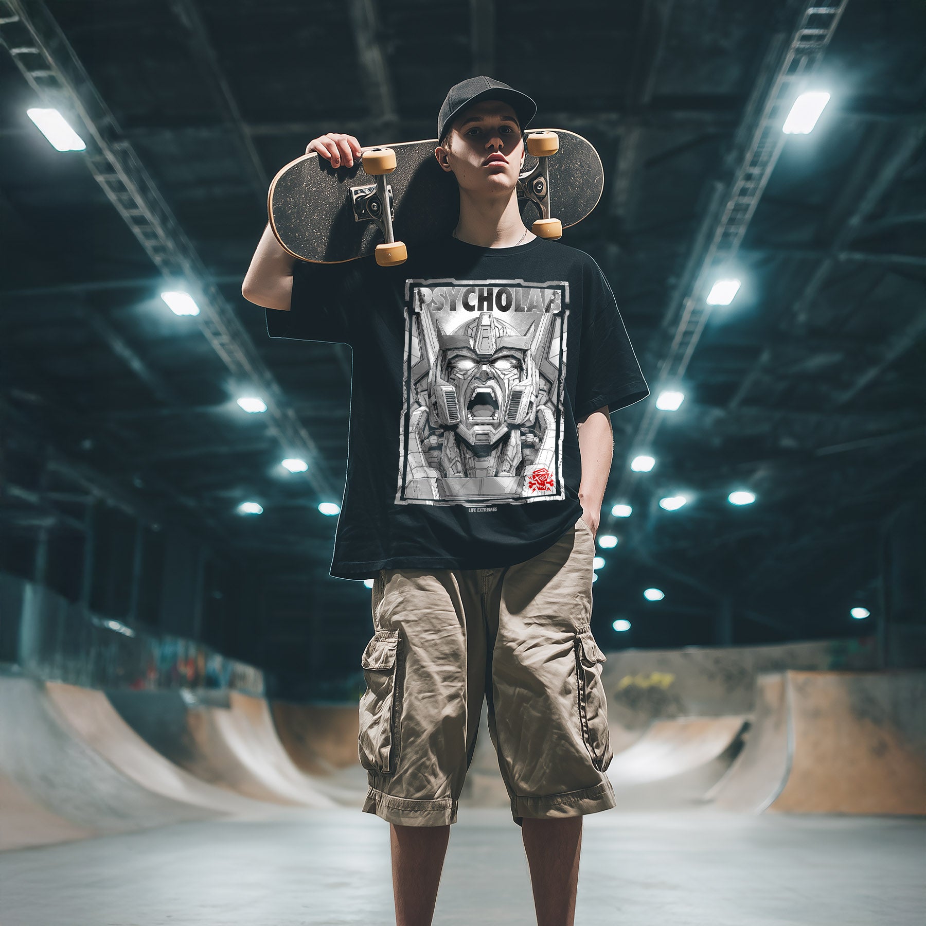 Robot Scream Streetwear T-Shirt – Urbanes Graffiti aus Bio-Baumwolle