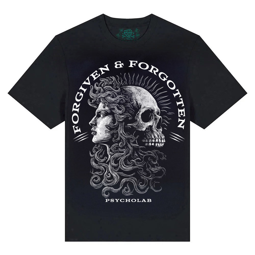 Forgiven Black Streetwear T-Shirt – Skull & Woman Artwork
