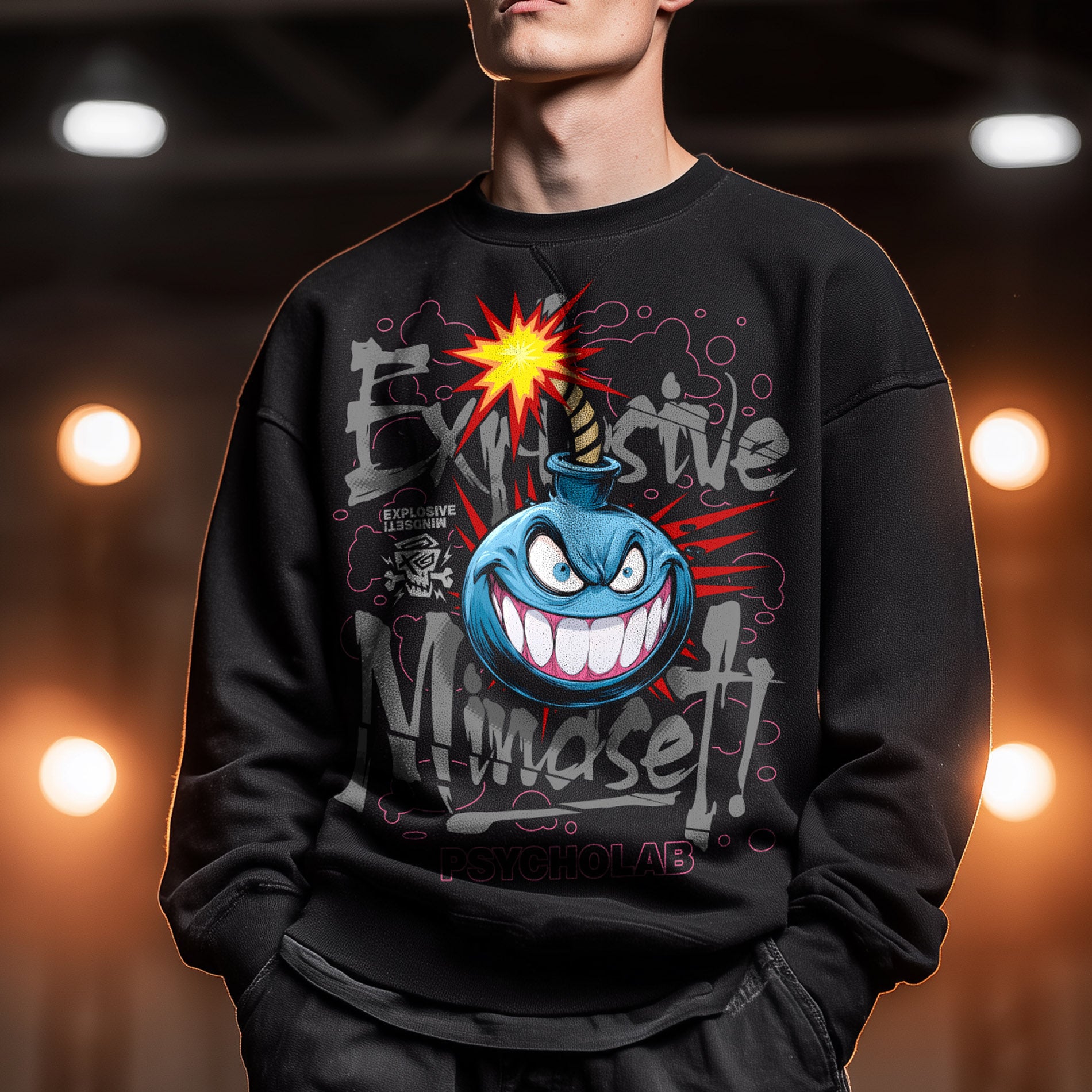 Bomb Sweatshirt Black – Explosive Graffiti Streetwear