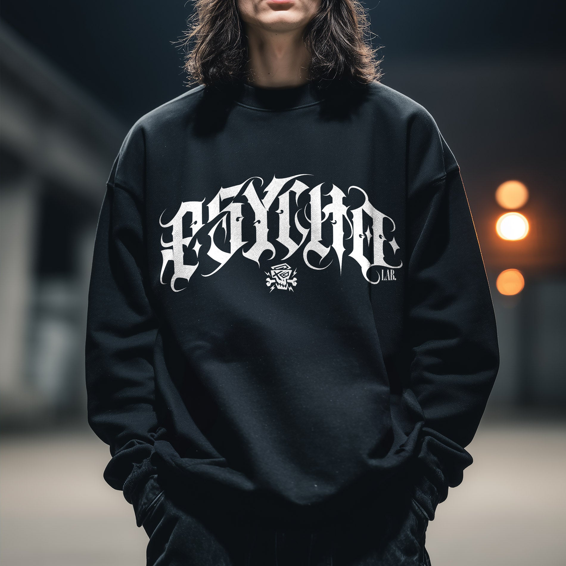 Calligraphy Streetwear Sweatshirt Black – Urban Gothic Statement