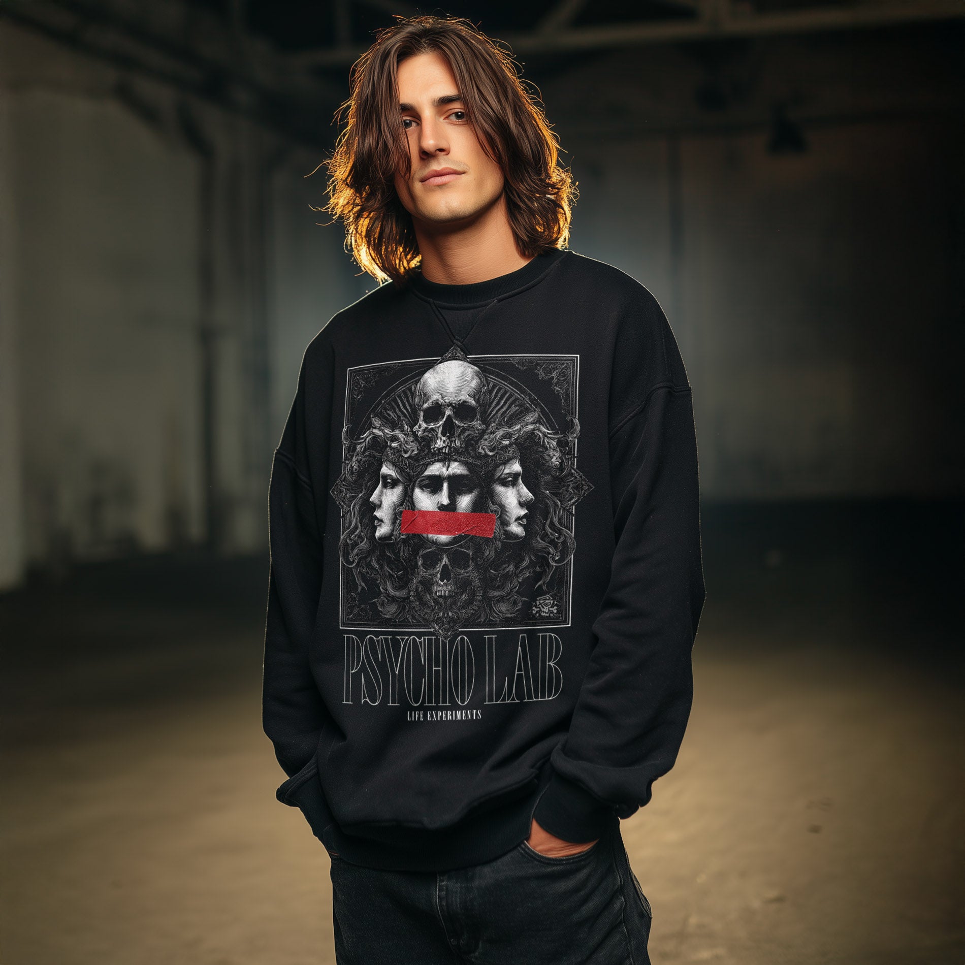 Still Skull Sweatshirt Black – Düsteres Dark-Art Statement