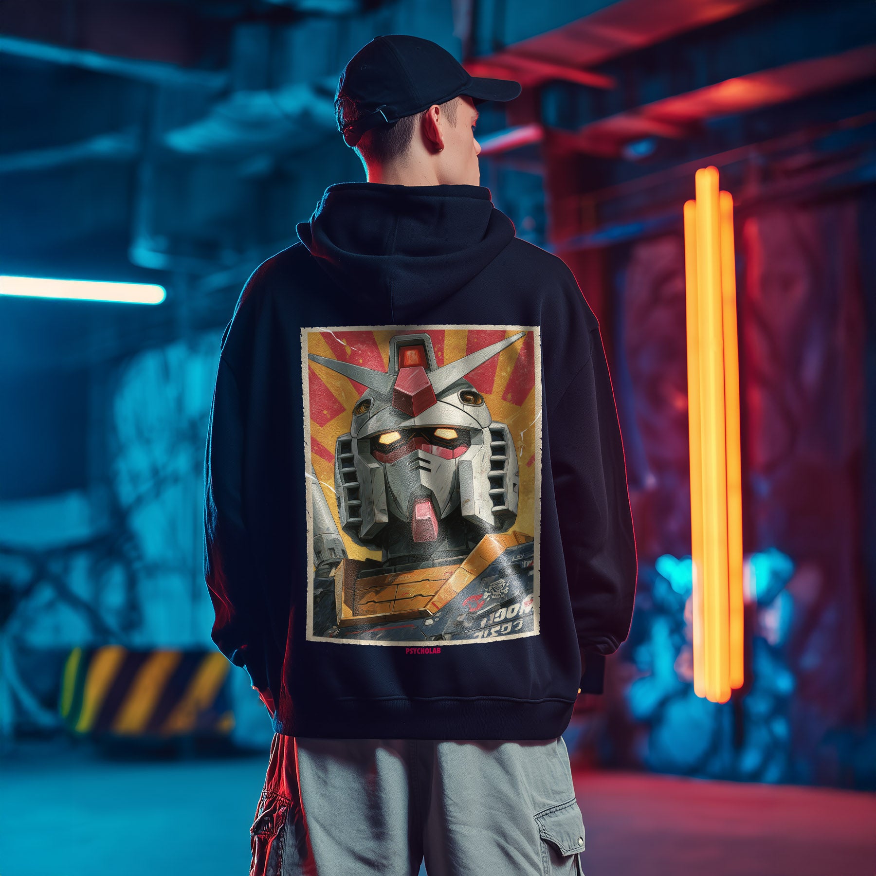 Robot Hoodie Black – Futuristischer Mecha-Style trifft Streetwear