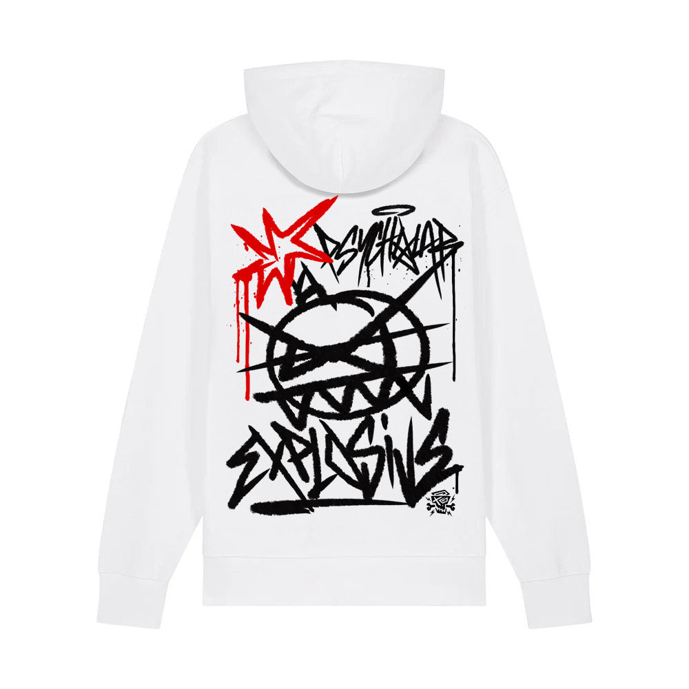 Explosive Graffiti Hoodie White – Limitierte Streetwear Attacke