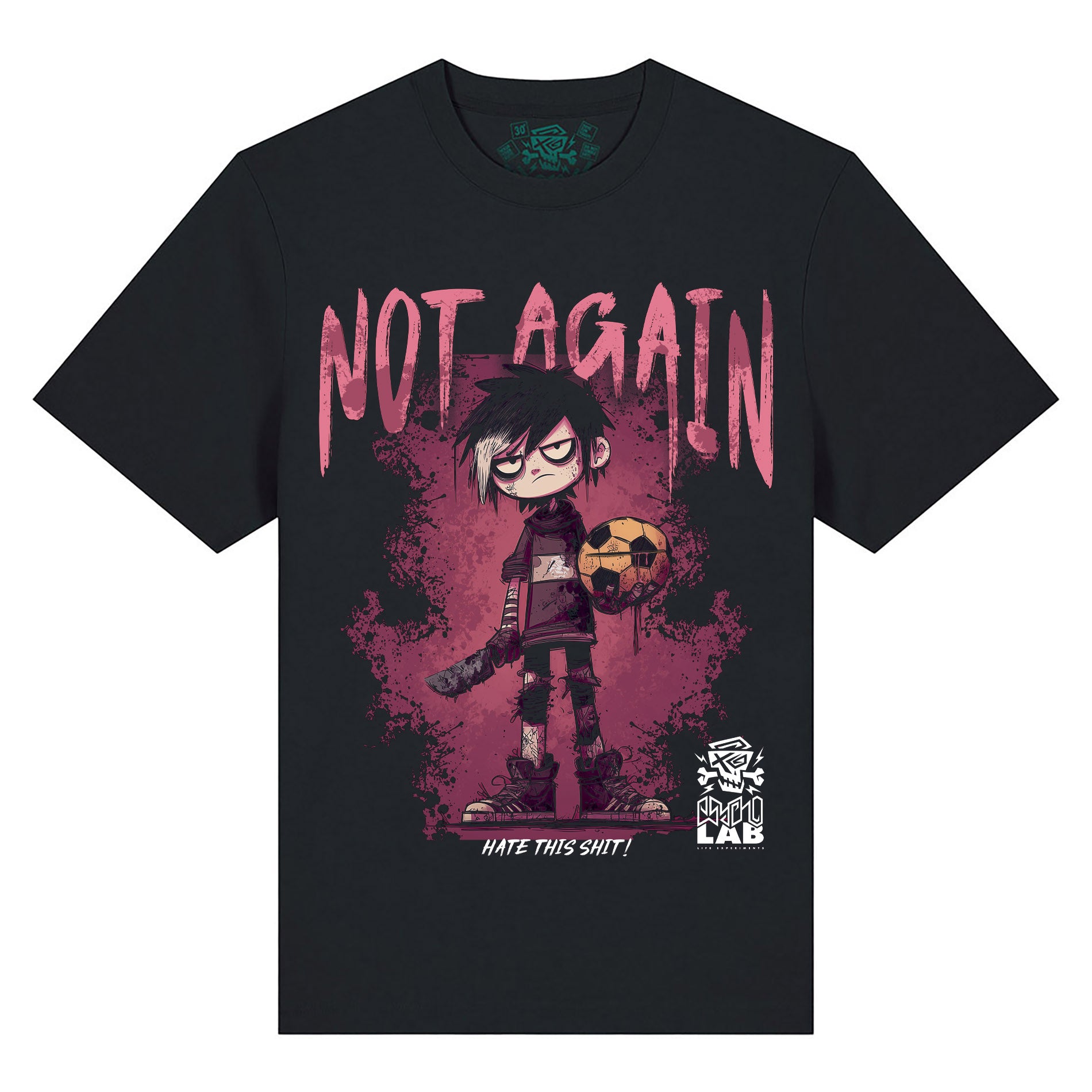 Not Again Streetwear T-Shirt – Düstere Comic-Rebellion