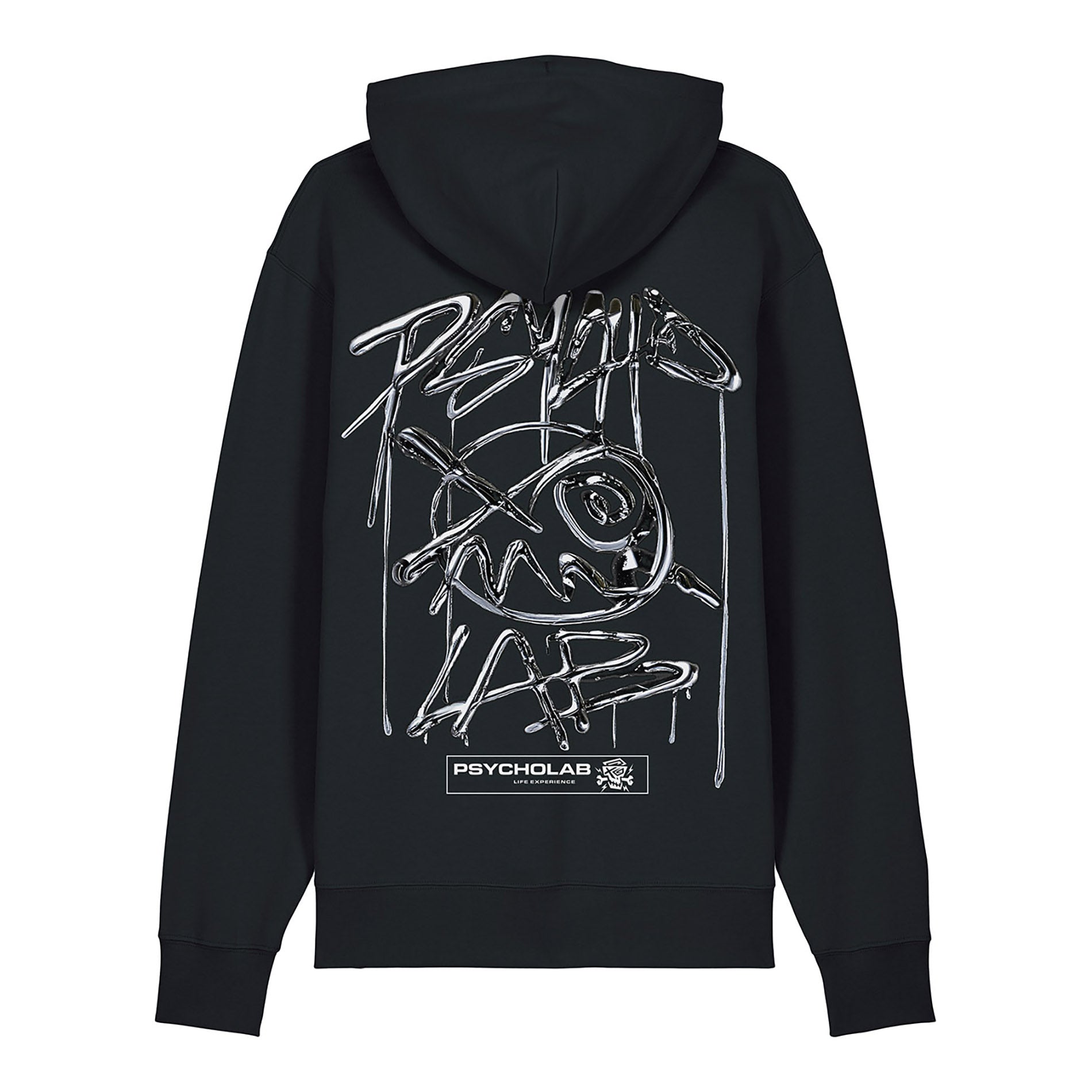 PsychoLab Zip Hoodie Chrome schwarz mit Chrome-Grafik und PsychoLab-Schriftzug, Streetwear