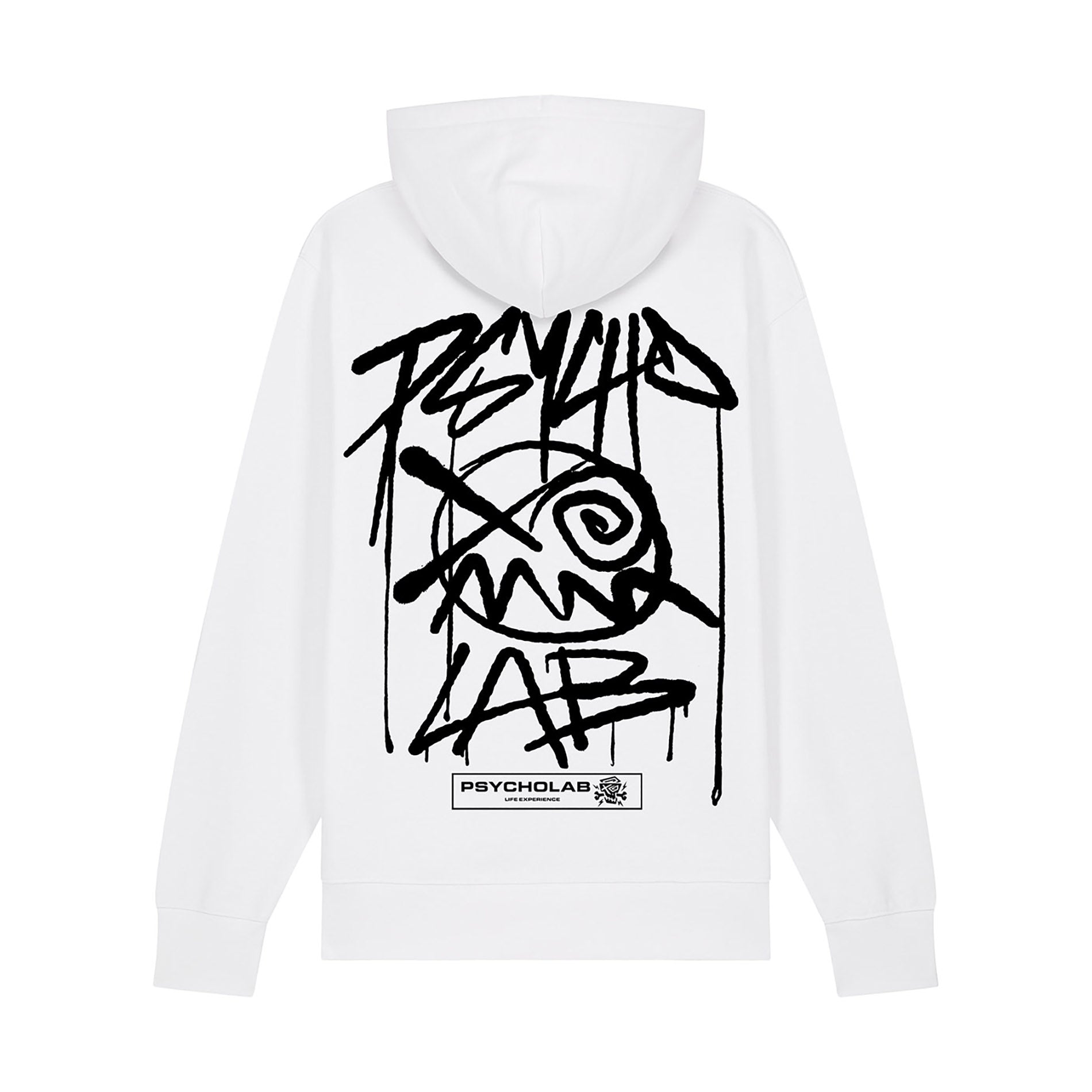 PsychoLab Zip Hoodie Chrome weiß mit Chrome-Grafik und PsychoLab-Schriftzug, Streetwear