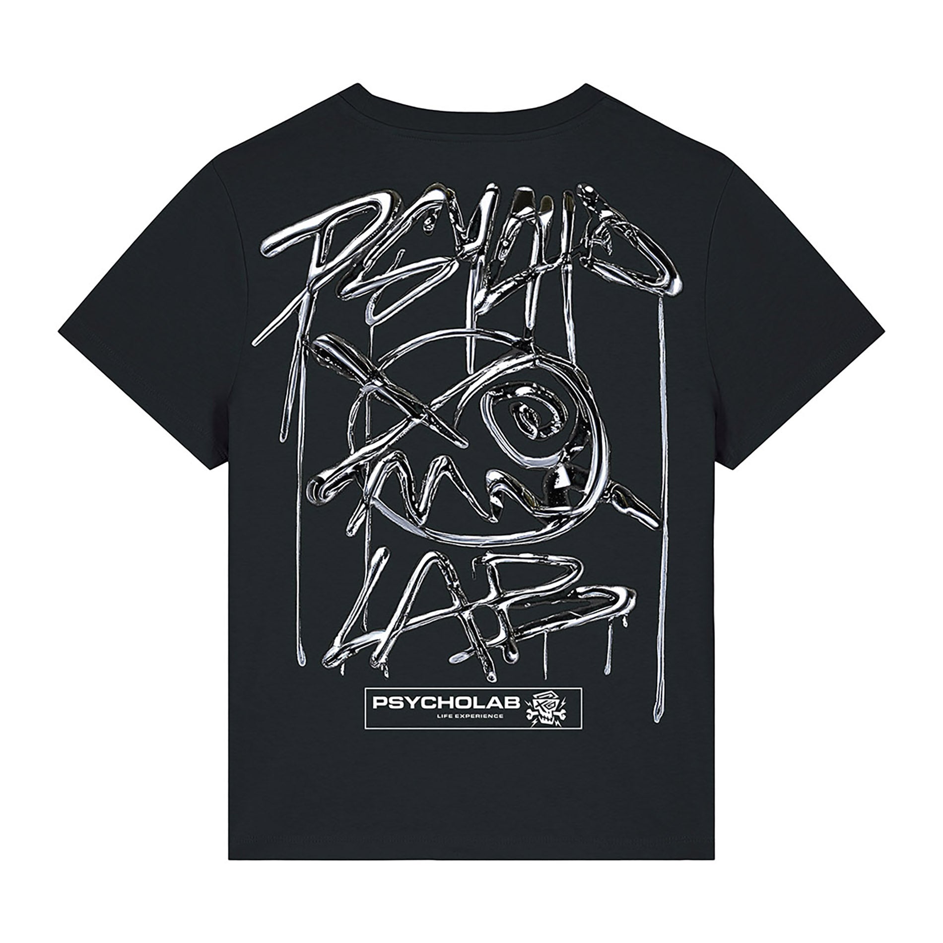 PsychoLab Women Shirt Chrome Rückseite mit Chrom-Grafik Schwarz Damenmode