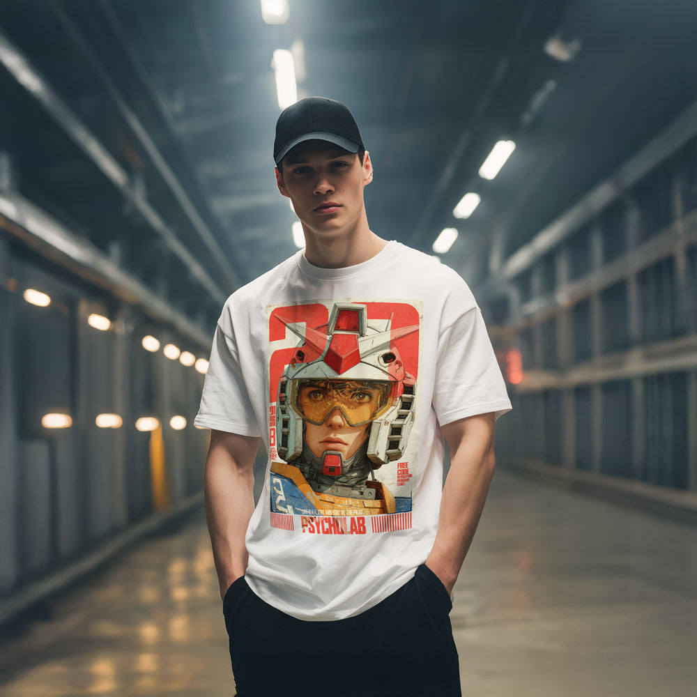 Pilot Streetwear T-Shirt White – Sci-Fi Grafik & Urbaner Retro-Look