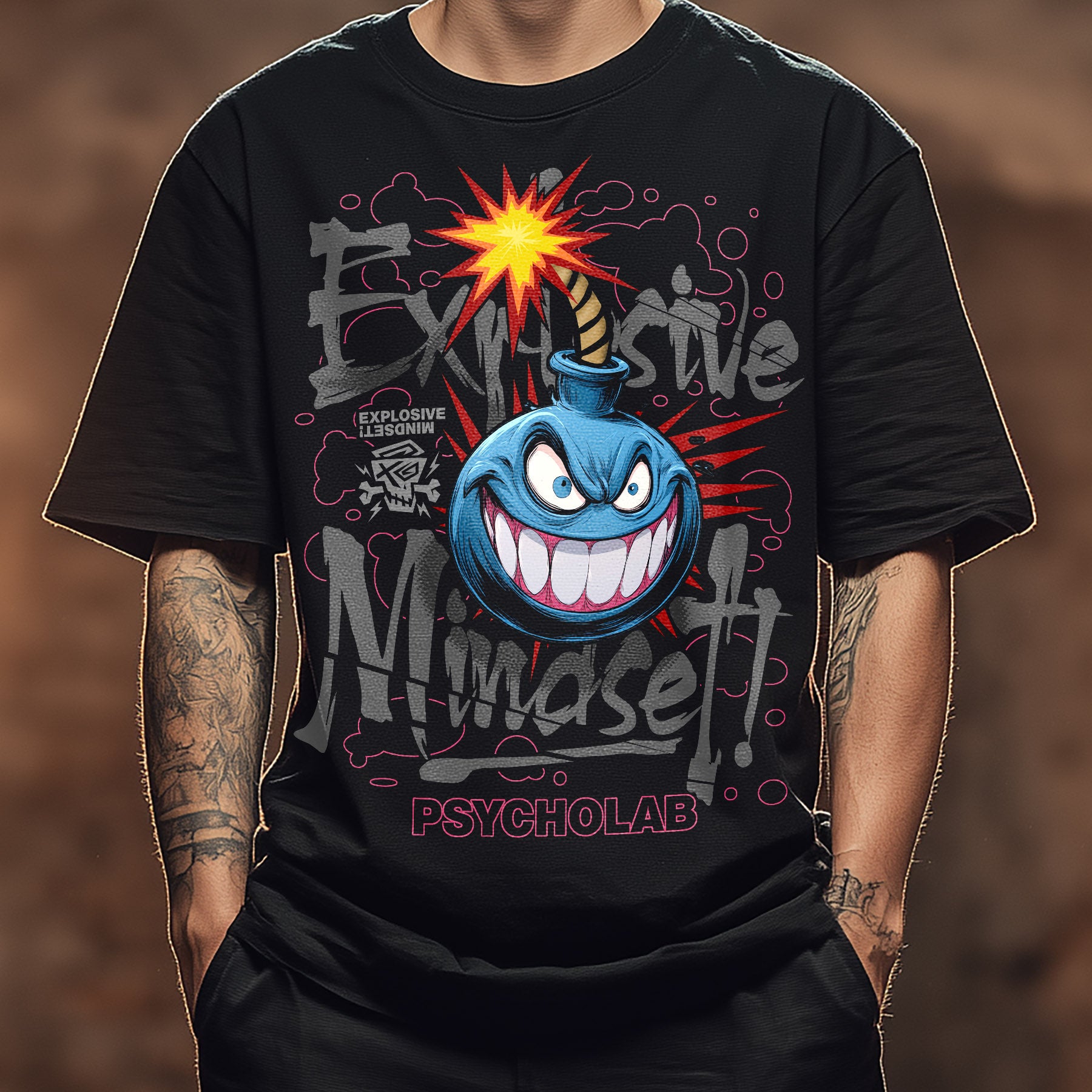 Bomb Streetwear T-Shirt Black – Explosive Graffiti-Attitüde