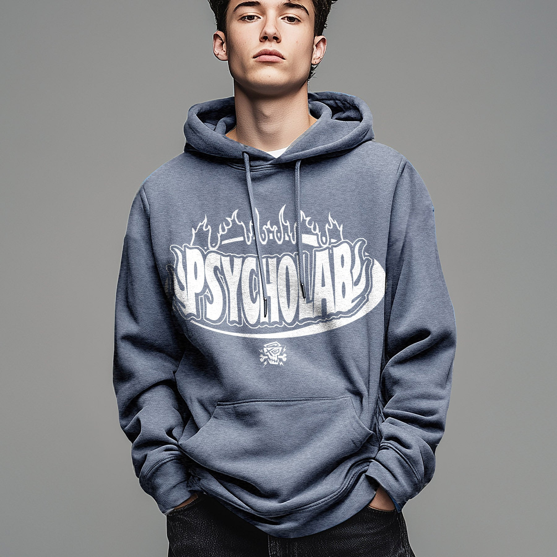 PsychoLab Drop Alert – Round Logo Hoodie Navy | Aktions-Hoodie